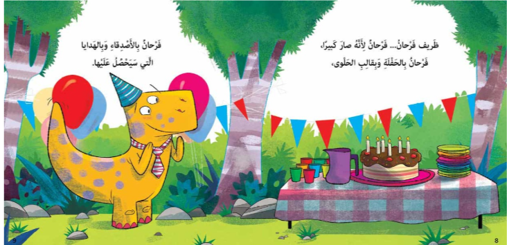 Dinosaur Zareef celebrates his birthday with his friends, and lives many happy moments with his friends. This story is directed towards map learning and navigation.