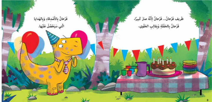 Dinosaur Zareef celebrates his birthday with his friends, and lives many happy moments with his friends. This story is directed towards map learning and navigation.