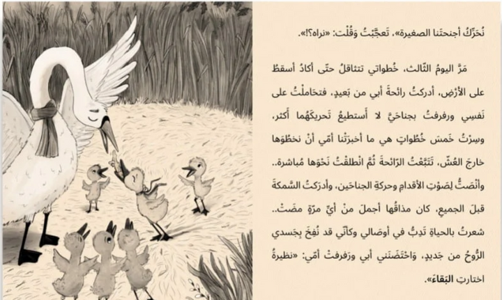 A Swan in The Flamingo Lake /بجعة في بحيرة الفلامنجو