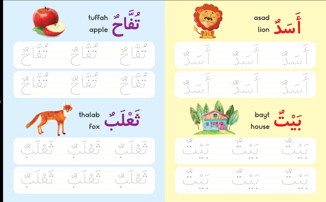 Let's Write Arabic Words is an expertly designed board book that introduces young learners to Arabic writing fundamentals.