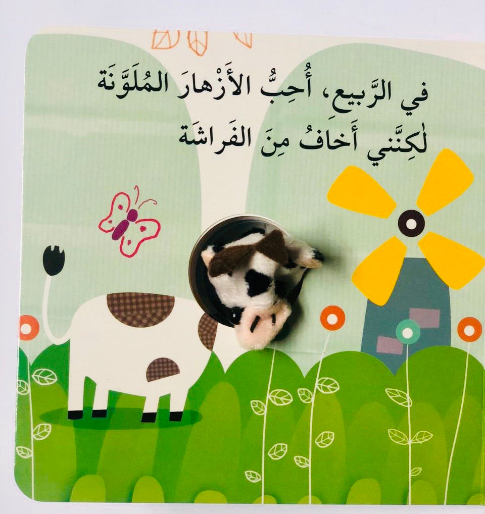 A finger puppet book introducing the seasons in Arabic.